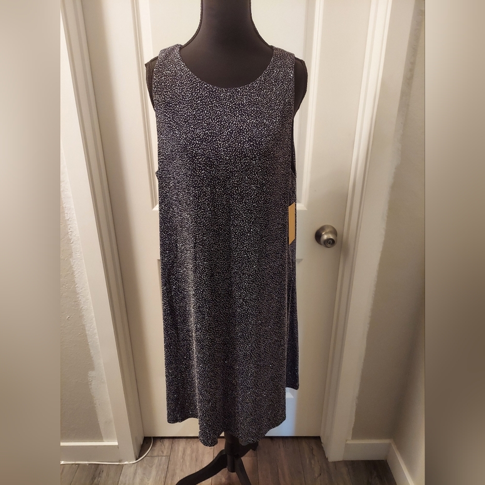 Halogen Sparkly Navy Blue Sheath Midi Dress XL
